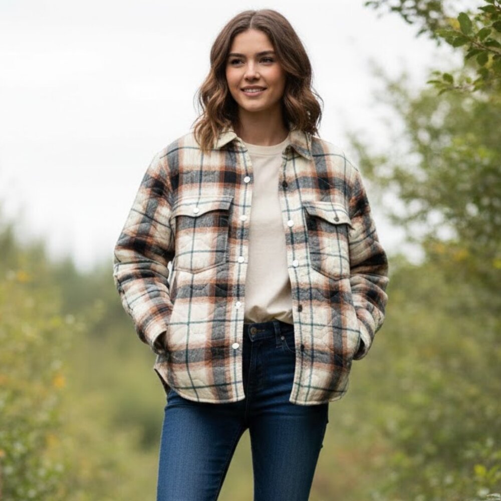 Scotch & Soda Western Shirt Jacket Plaid Oversized Snap Front